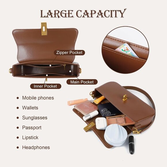 Premium Leather Shoulder Bag with Removable Straps - Ideal Gift for Women - Picture 4 of 6